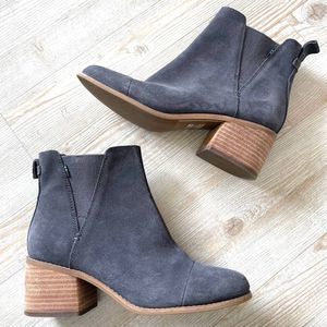 TOMS Esme Suede Block Heel Chelsea Boots | Grey Size 8